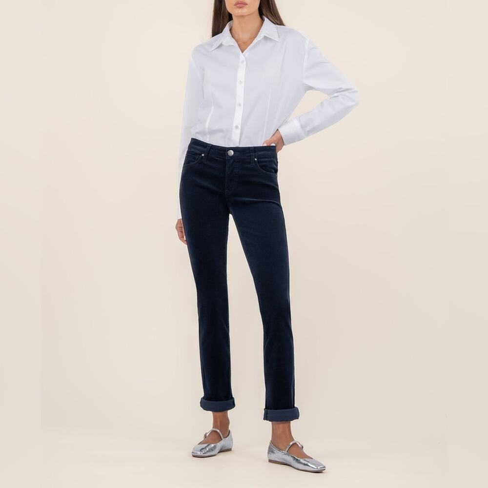 Kut from the Kloth Catherine Boyfriend Corduroy Pants Navy Blue NWT Size 8P